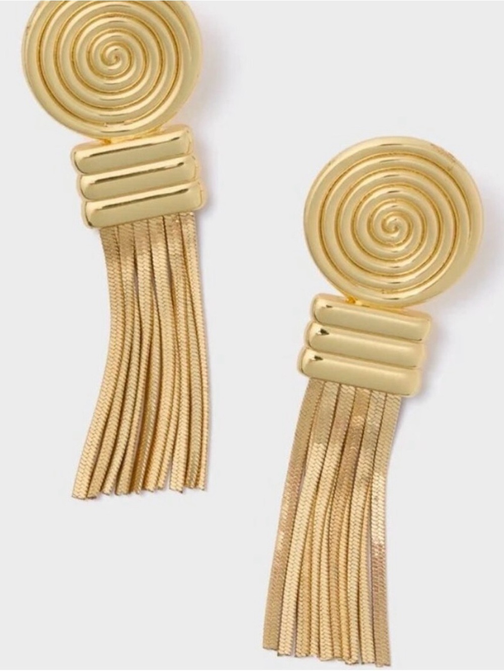 Tuckernuck Gold Spiral Tassel Drop Earrings